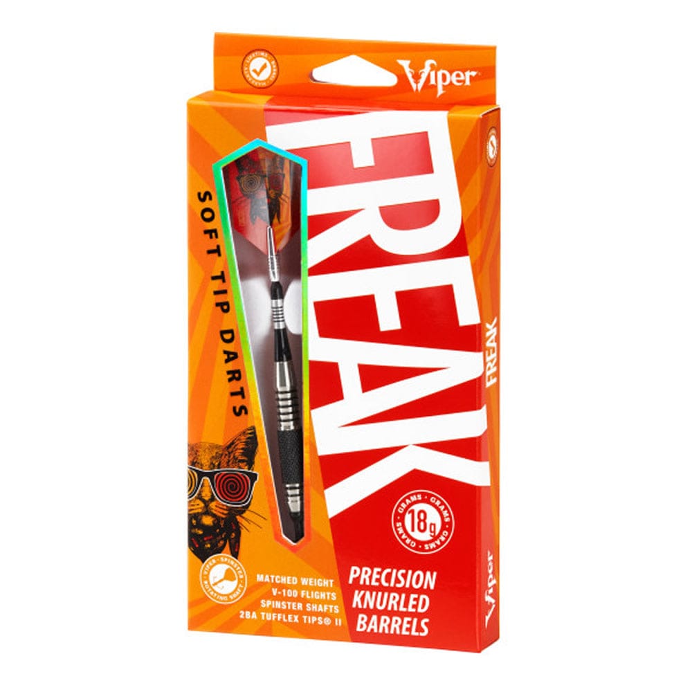 Viper The Freak Darts - Soft Tip - Nickel Silver - with Spinster Shafts - F3 - Black Knurl 18g