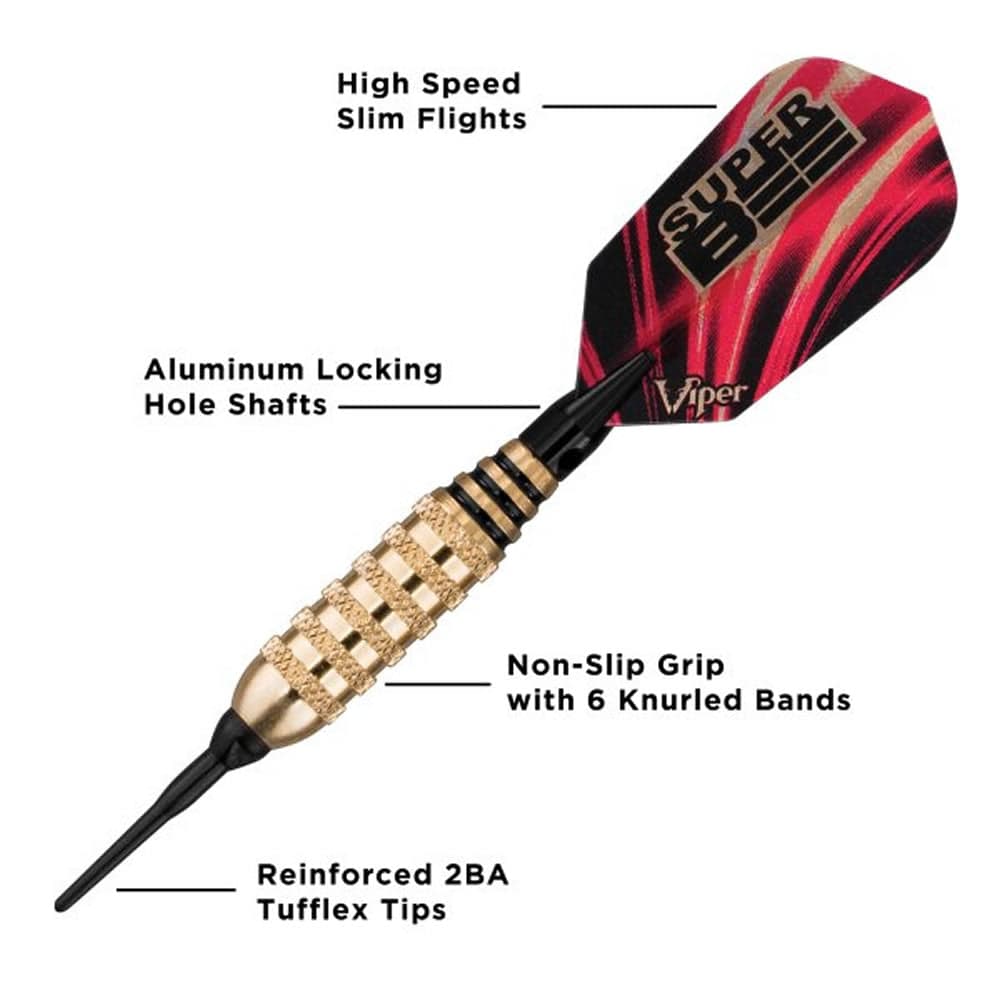 Viper Super Bee Darts - Soft Tip - Alloy - Knurled Rings - Gold 16g