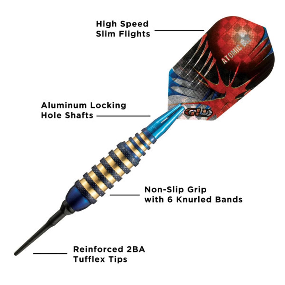 Viper Atomic Bee Darts - Soft Tip - Coated Alloy - Coloured Rings - Blue 16g
