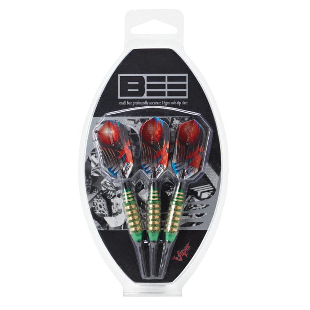 Viper Atomic Bee Darts - Soft Tip - Coated Alloy - Coloured Rings - Green 16g