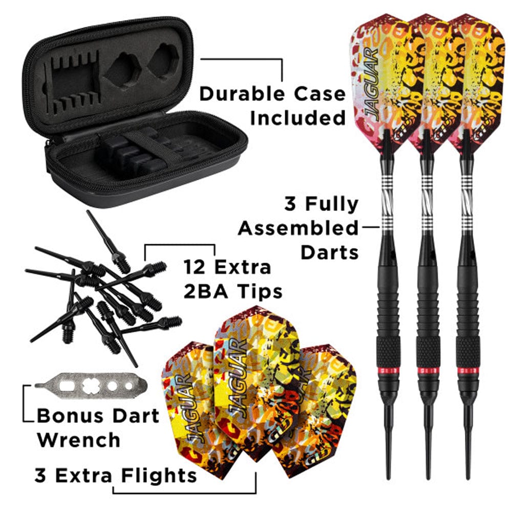 Viper Jaguar Darts - Soft Tip - 80% - inc Extras - J1 - Front-Knurl - Black 18g