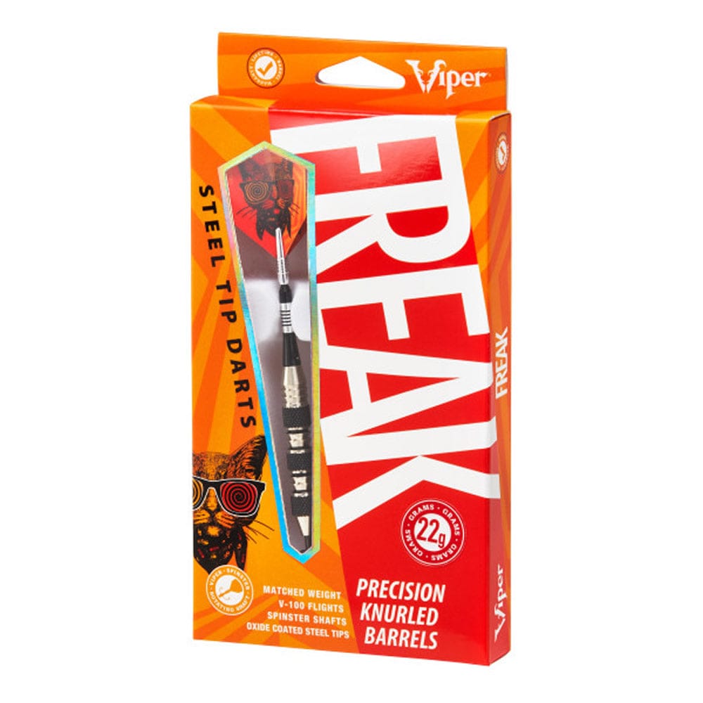 Viper The Freak Darts - Steel Tip - Nickel Silver - with Spinster Shafts - F1 - Black Tri-Knurl 22g