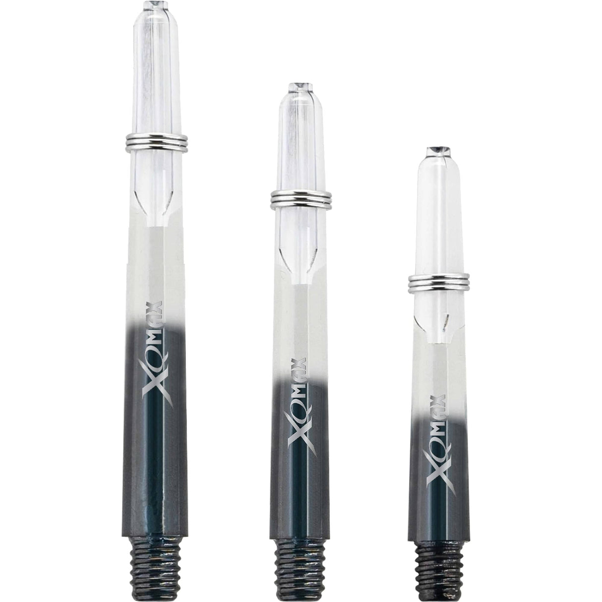 XQMax Gradient Polycarbonate Dart Shafts - with Logo - includes Springs - Transparent & Black