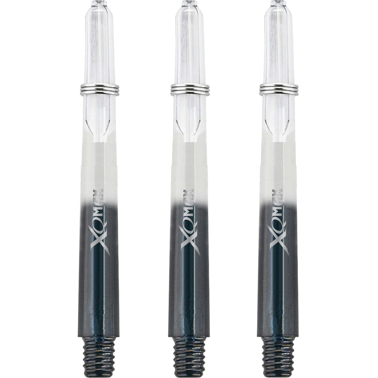 XQMax Gradient Polycarbonate Dart Shafts - with Logo - includes Springs - Transparent & Black Medium