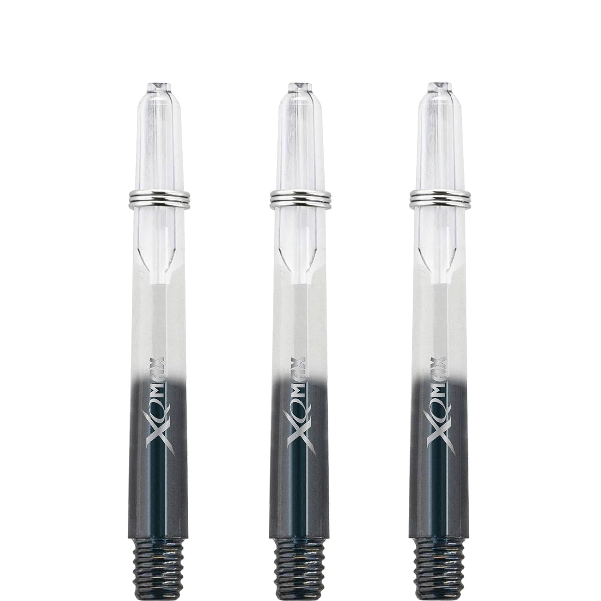 XQMax Gradient Polycarbonate Dart Shafts - with Logo - includes Springs - Transparent & Black Tweenie