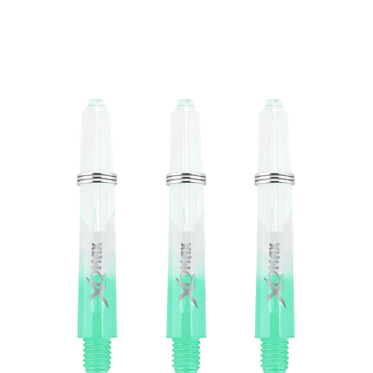 XQMax Gradient Polycarbonate Dart Shafts - with Logo - includes Springs - Transparent & Green Short