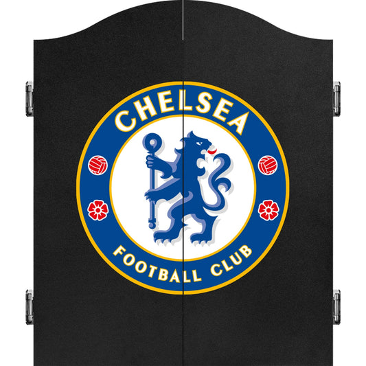 Chelsea Football Dartboard Cabinet - Official Licensed - C1 - Black with Logo