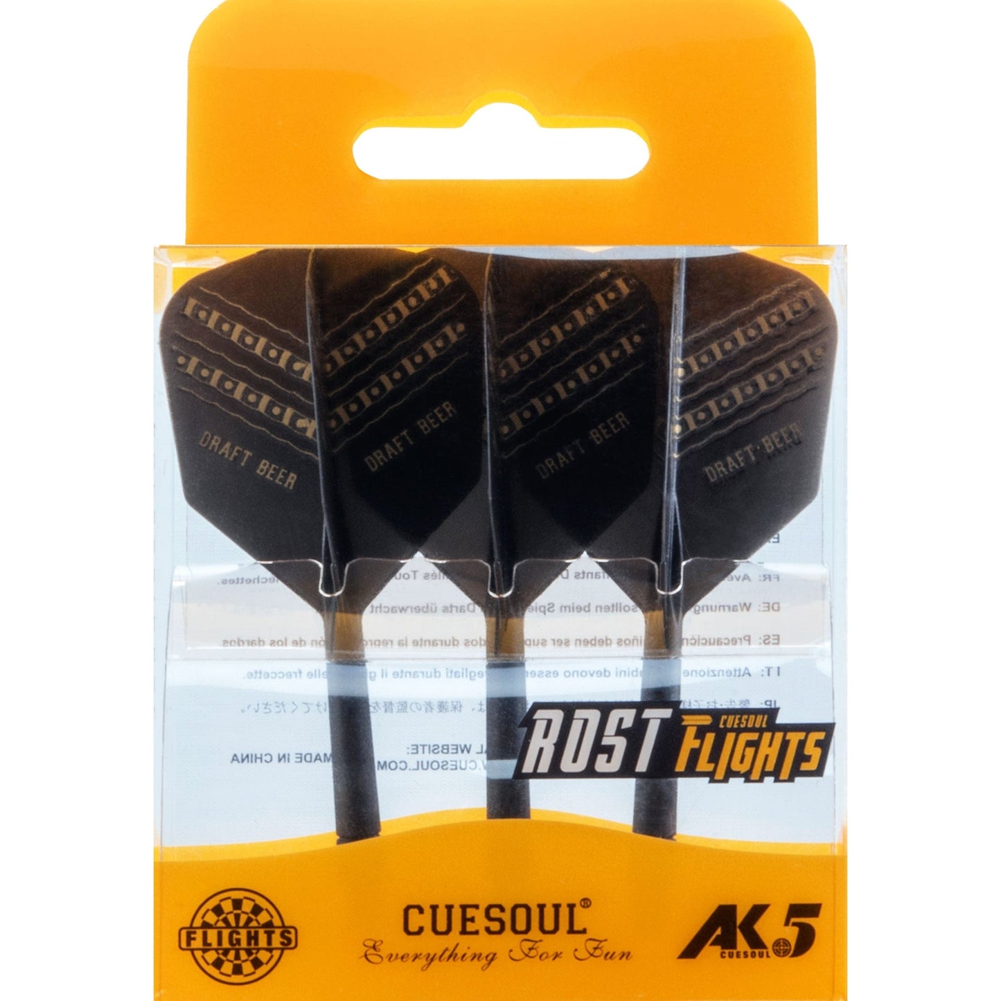 Cuesoul AK5 Integrated Dart Shaft and Flights - Standard - Black - Draft Beer Medium