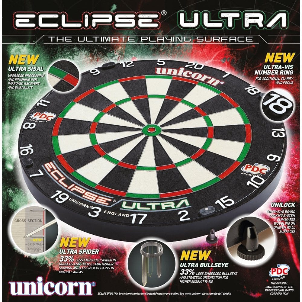 Unicorn Eclipse Ultra Dartboard - with UniLock - PDC - Ultra