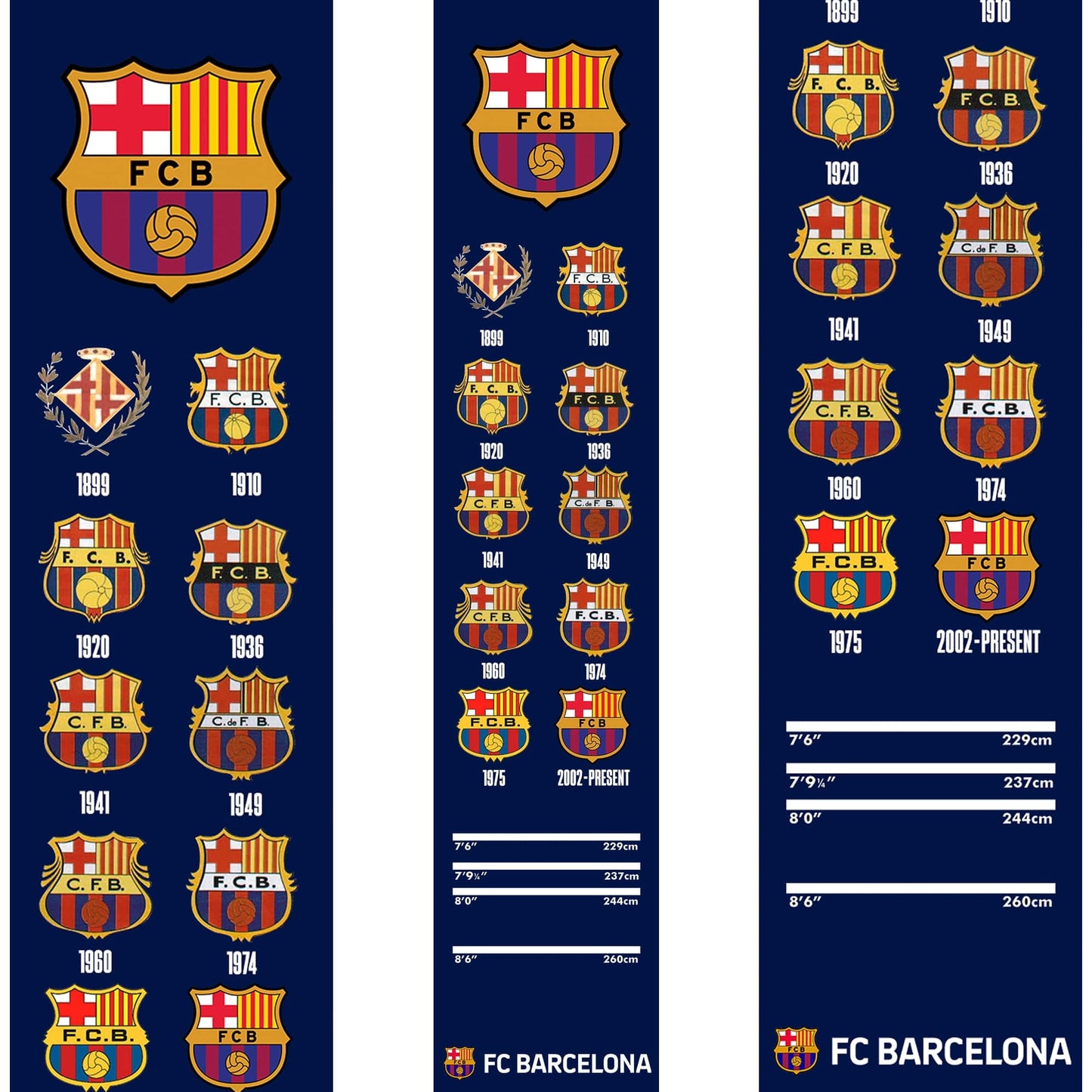 FC Barcelona - Official Licensed BARÇA - Carpet Dart Mat - 290cm x 60cm - Retro Crests
