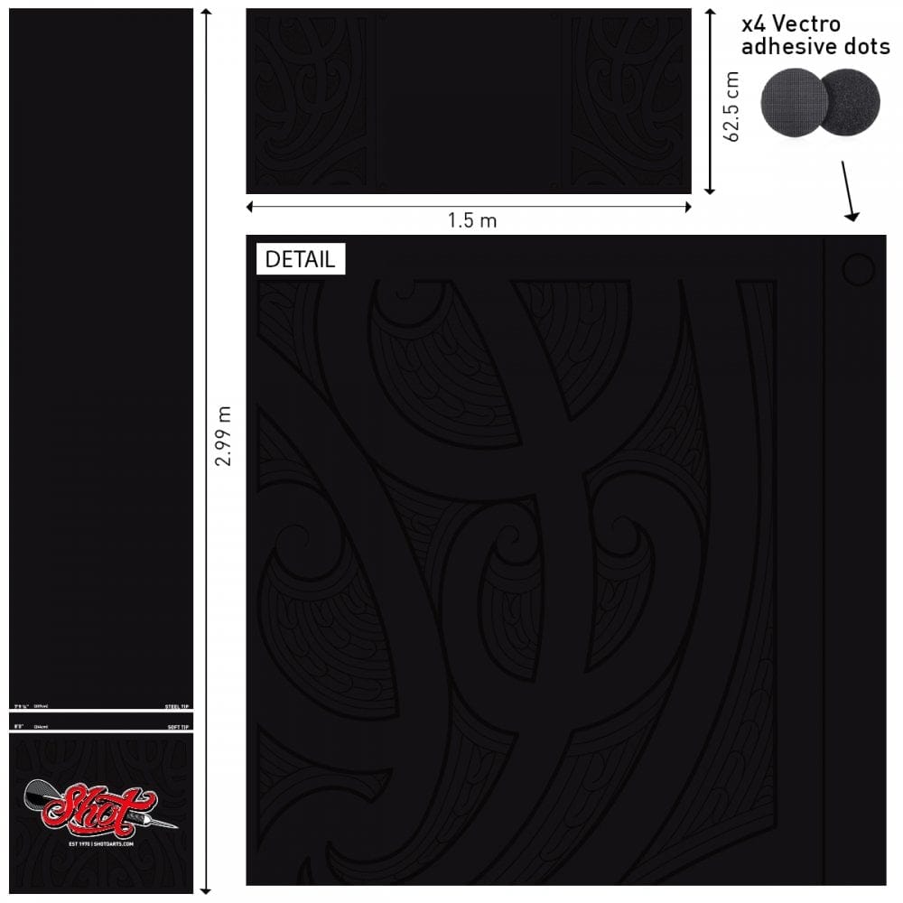 Shot T-Mat - Carpet Dart Mat - Floor Protection - 300cm x 60cm - Black