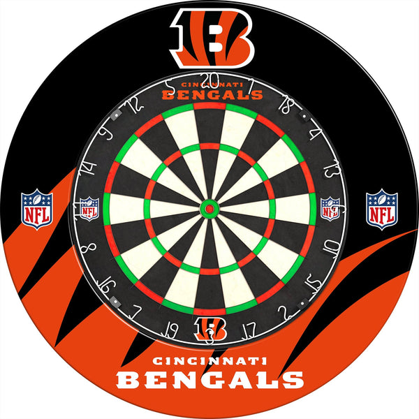 NFL - Printed Dartboard & Printed Surround - Official Licensed - Cincinnati Bengals
