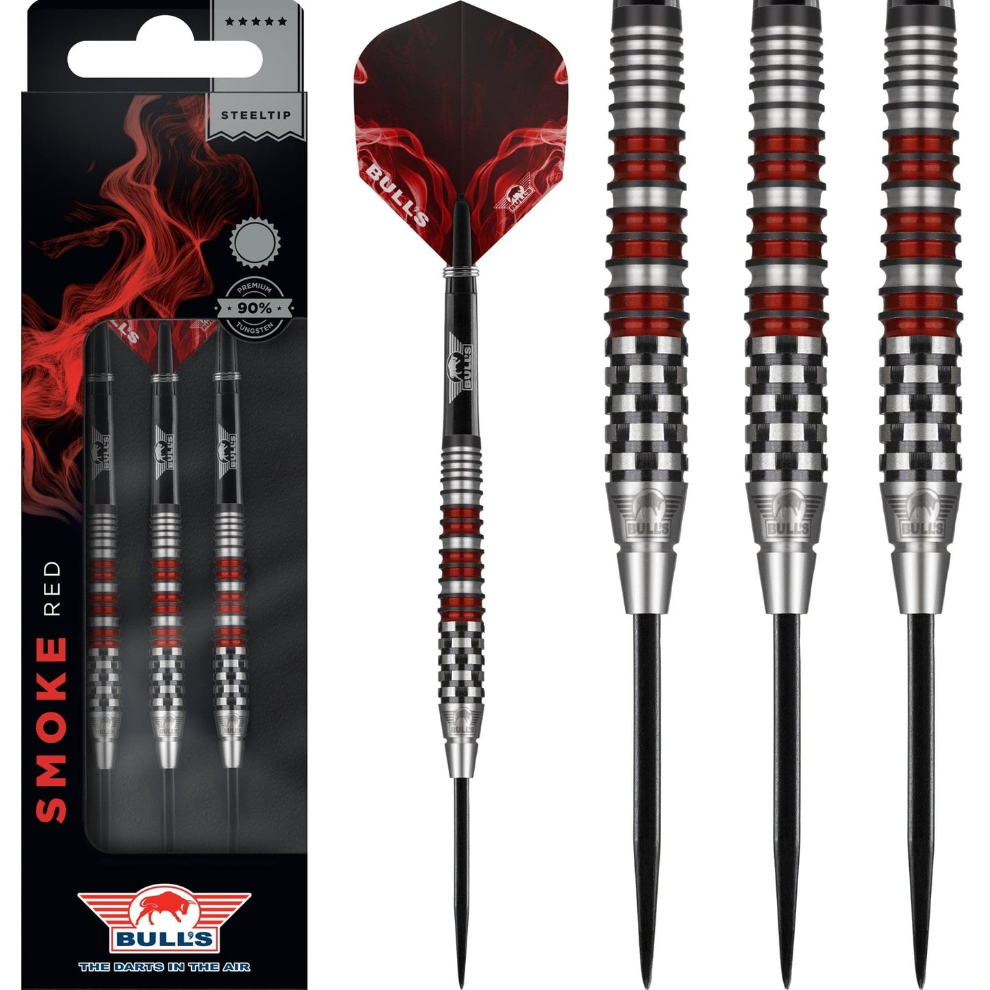Bulls Smoke Darts - Steel Tip - Style A - Ringed - Black and Red 23g