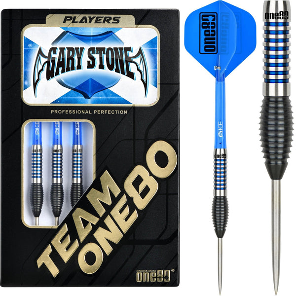 One80 Gary Stone Darts - Steel Tip - Black & Blue