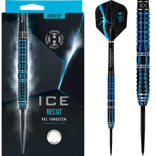 Harrows ICE Recut Darts - Steel Tip - Black & Blue 21g