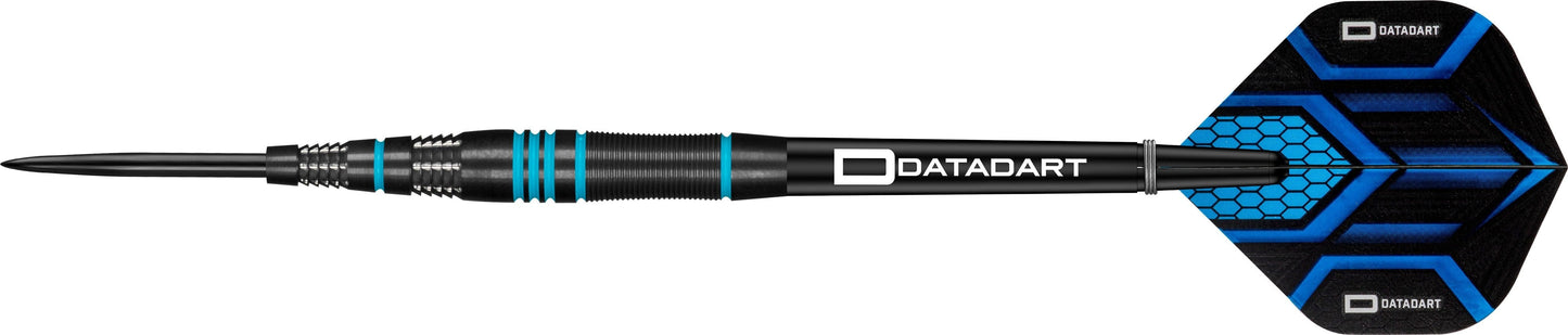Datadart Phantom Darts - Steel Tip - Black Titanium - Blue Rings