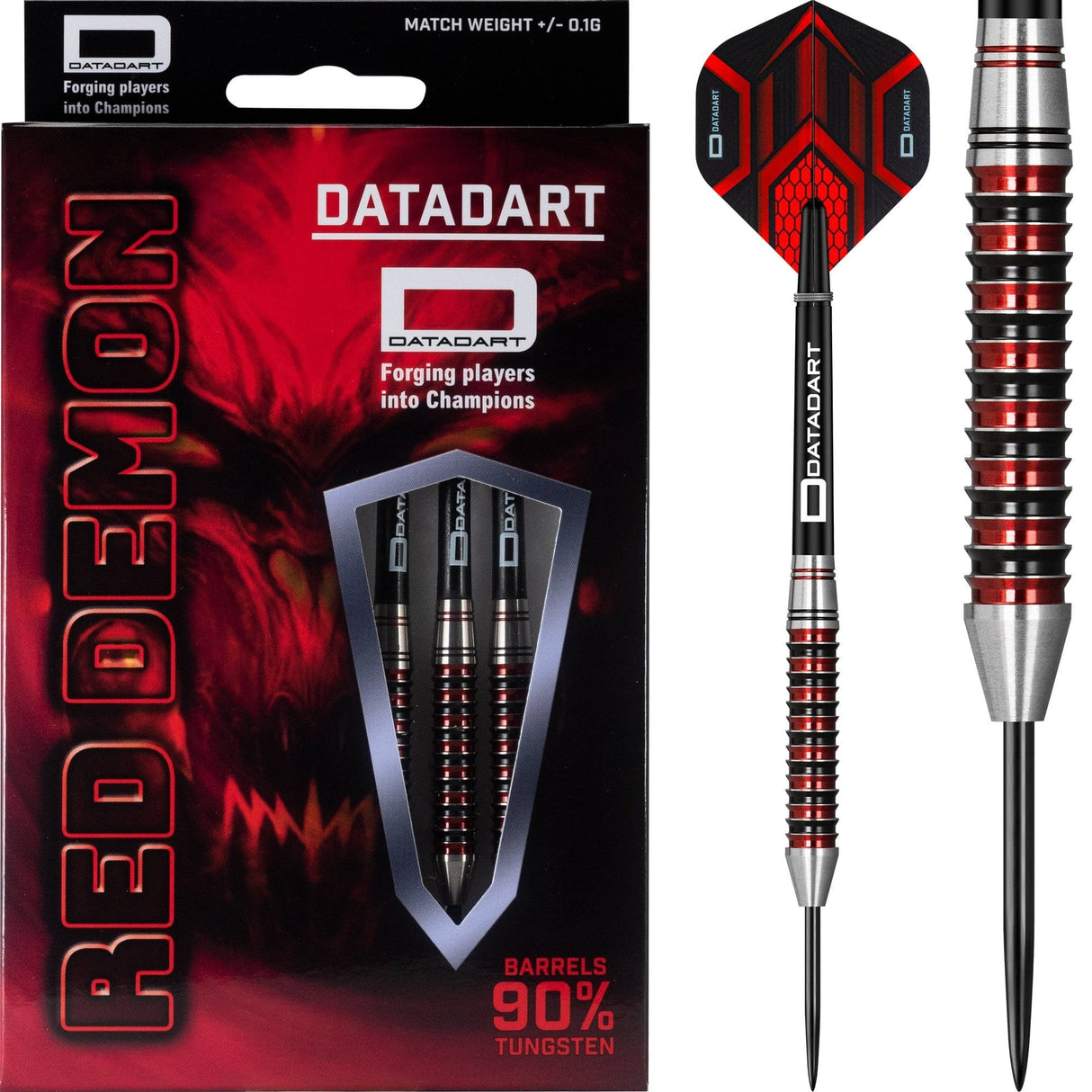 Datadart Red Demon Darts - Steel Tip - Red Rings 23gPERS