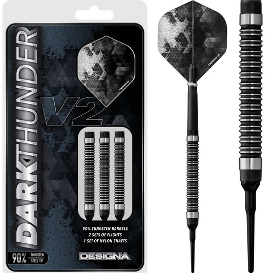 Designa Dark Thunder V2 Darts - Soft Tip - Black 18g