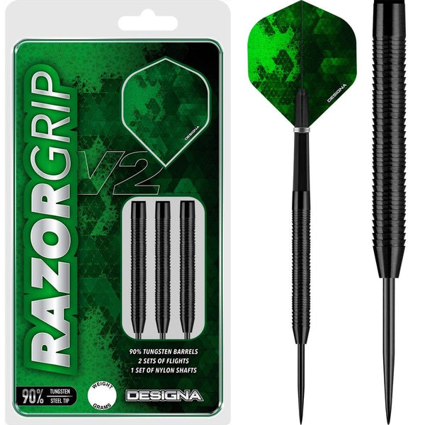 *Designa Razor Grip V2 Darts - Steel Tip - M3 - Black