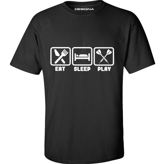 T Shirt - Humour Dart T-Shirt - Black - Eat Sleep Play Darts