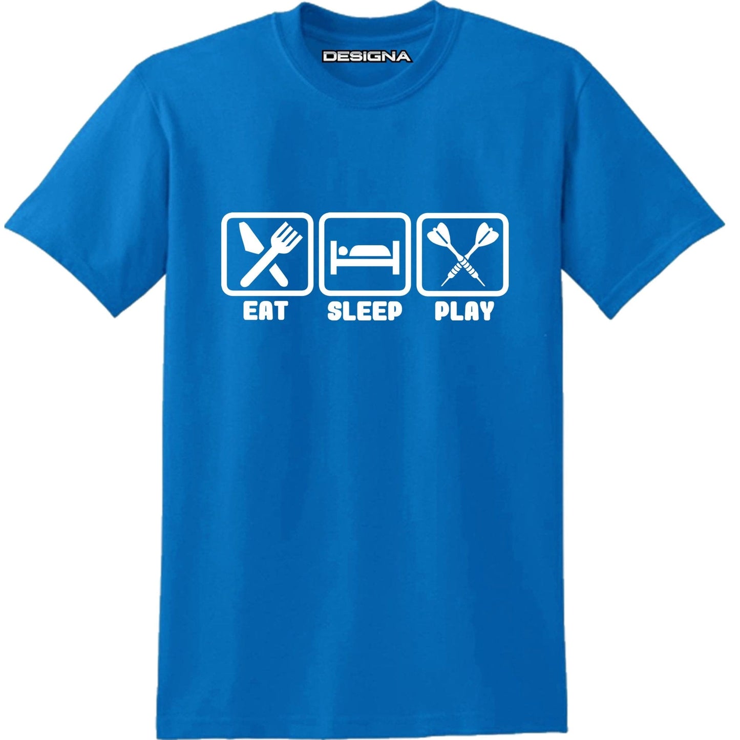 T Shirt - Humour Dart T-Shirt - Blue - Eat Sleep Play Darts