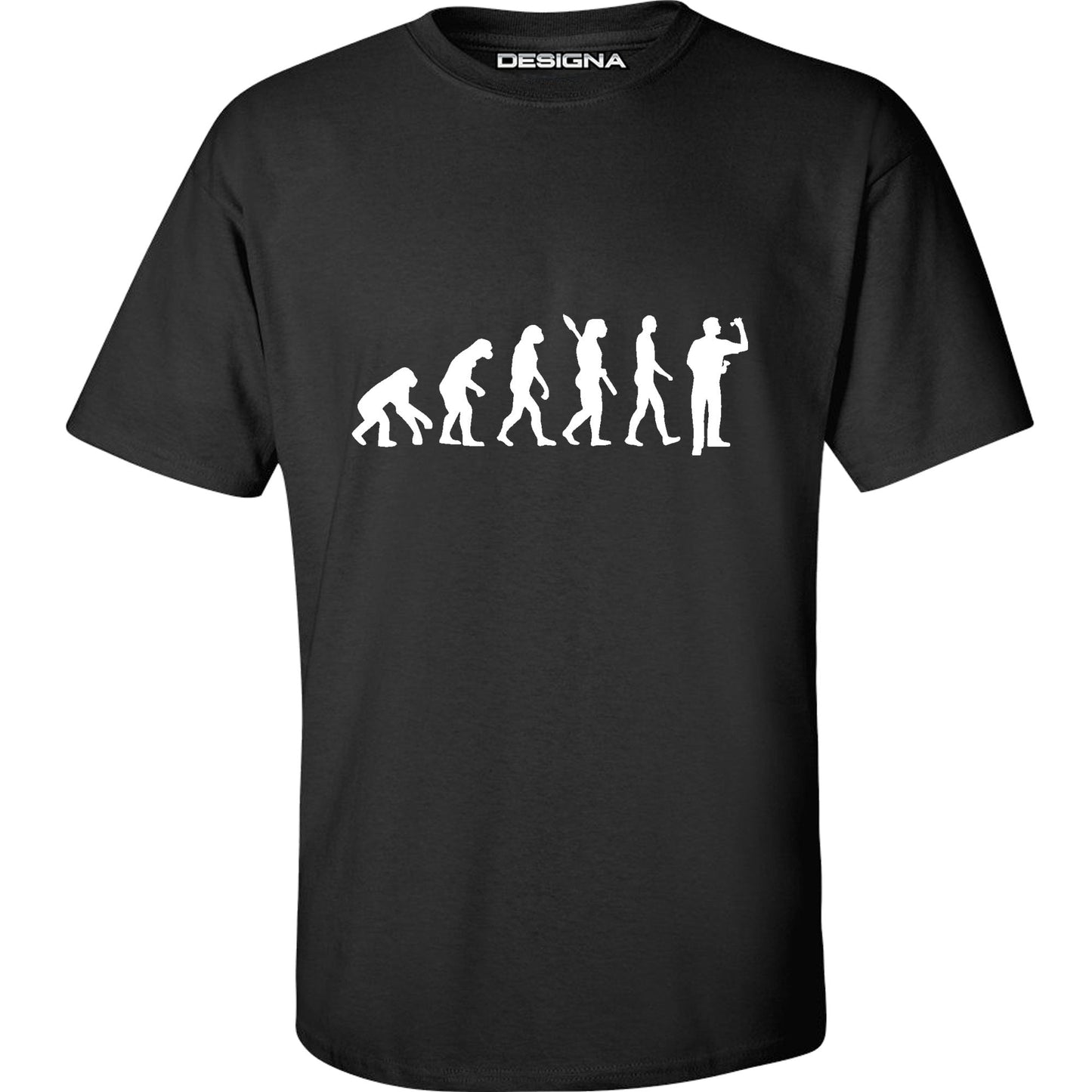 T Shirt - Humour Dart T-Shirt - Black - Evolution of a Dart Player