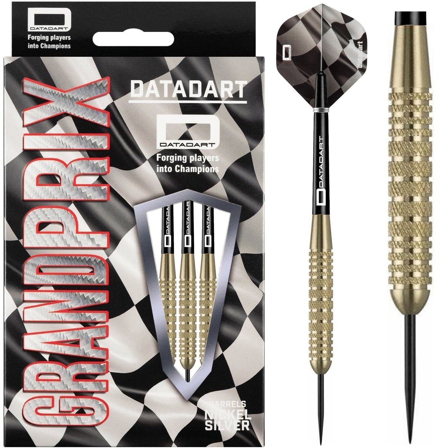 Datadart Grand Prix Darts - Steel Tip Nickel Silver - Knurled - 24g 24gPERS