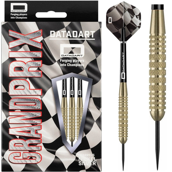 Datadart Grand Prix Darts - Steel Tip Nickel Silver - Knurled - 24g