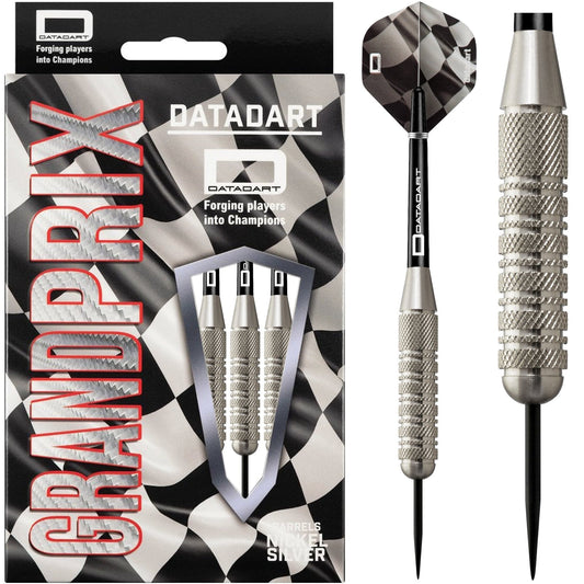 Datadart Grand Prix Darts - Steel Tip Nickel Silver - Knurled - 28g 28g