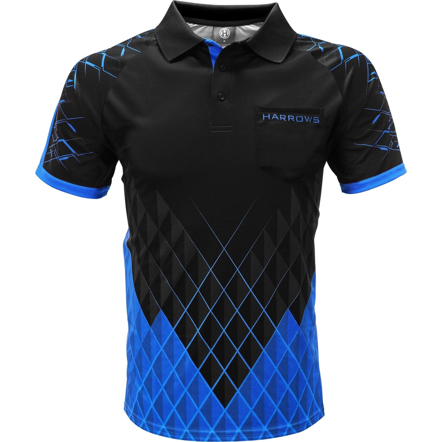 Harrows Paragon Dart Shirt - with Pocket - Black & Blue 2XL