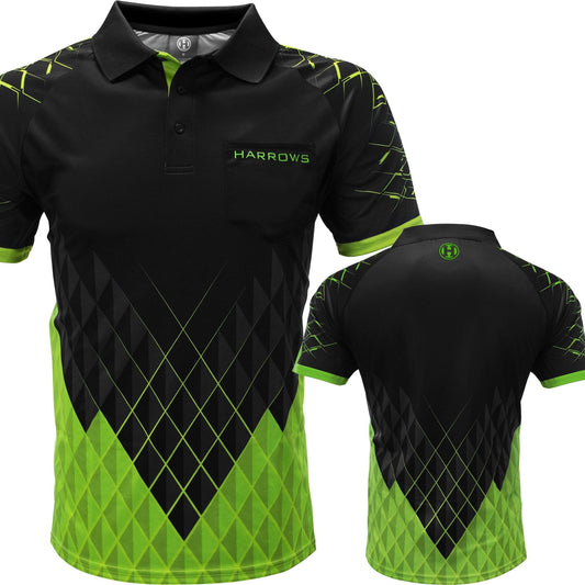 Harrows Paragon Dart Shirt - with Pocket - Black & Green