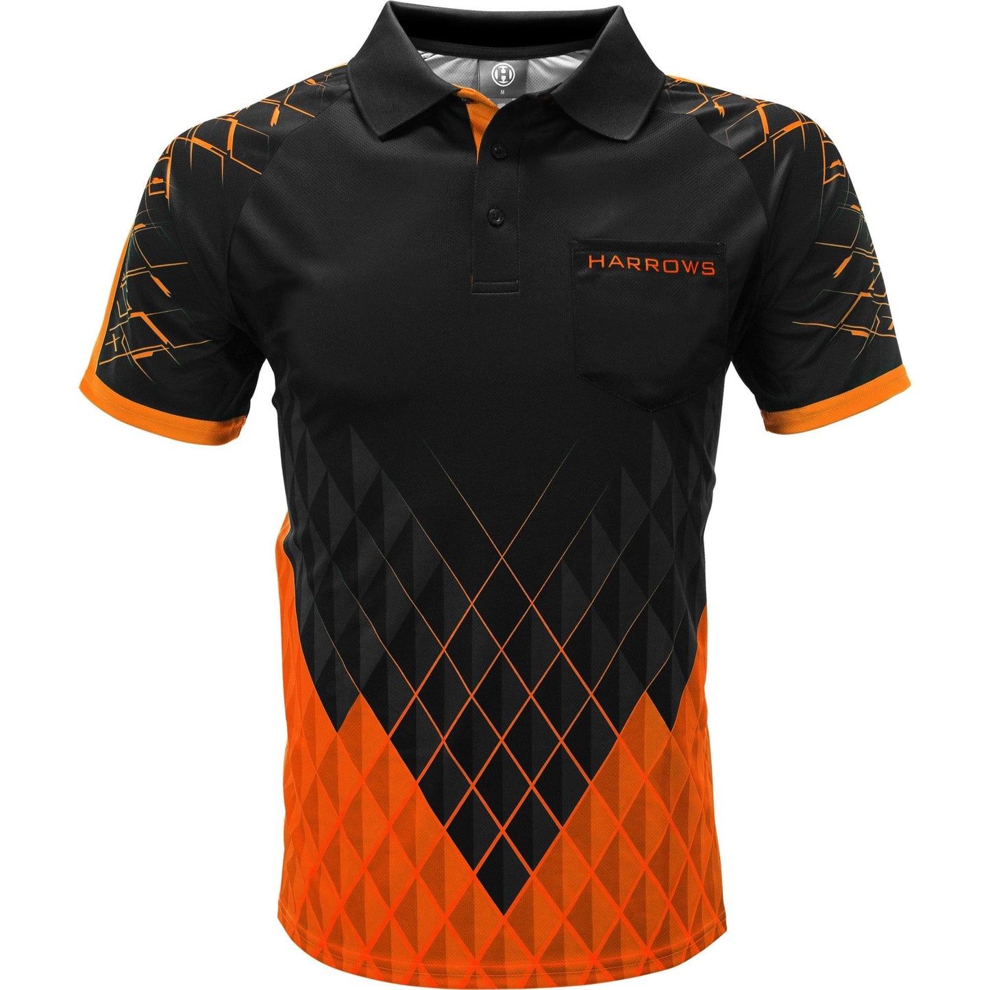 Harrows Paragon Dart Shirt - with Pocket - Black & Orange 2XL