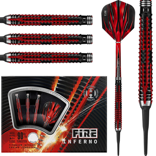 Harrows Fire Inferno Darts - Soft Tip - Black & Red 18g