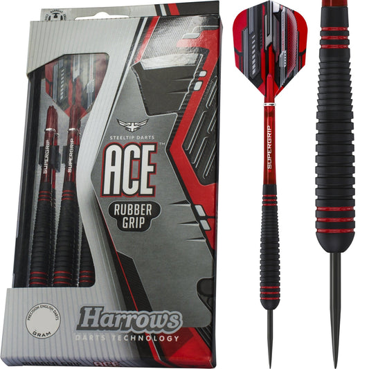 Harrows ACE Darts - Steel Tip - Non Slip - Rubber Grip