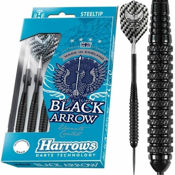 Harrows Black Arrow Darts - Steel Tip Ebonite Brass - Knurled - 20g