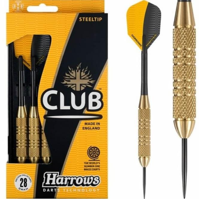 Harrows Club Brass Darts - Steel Tip - Solid Precision Brass - 28g 28g