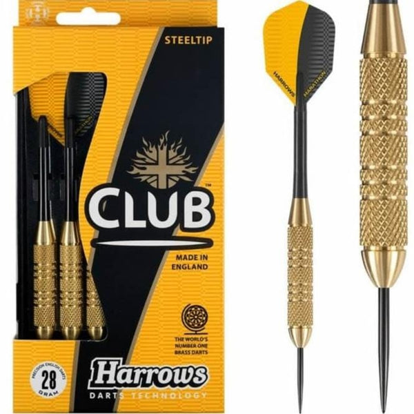 Harrows Club Brass Darts - Steel Tip - Solid Precision Brass - 28g