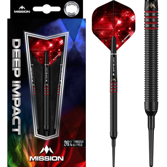 Mission Deep Impact Darts - Soft Tip - Black - M3 - Red 18g