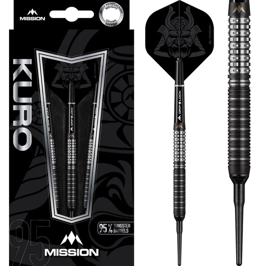 Mission Kuro Darts - Soft Tip - Black - M1 - Rear Sabre Grip 21g