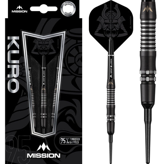 Mission Kuro Darts - Soft Tip - Black - M2 - Razor Scallop 19g