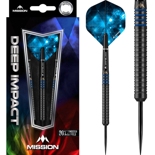 Mission Deep Impact Darts - Steel Tip - Black - M1 - Blue 21g