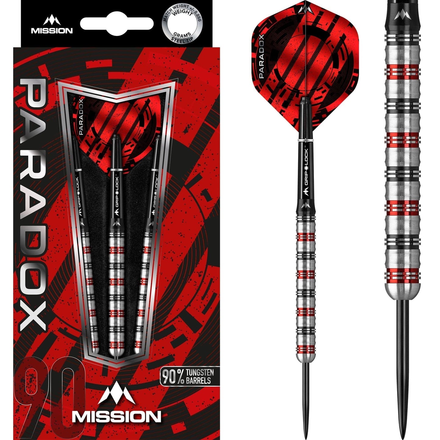 Mission Paradox Darts - Steel Tip - Straight - M1 - Electro Black & Red 21g