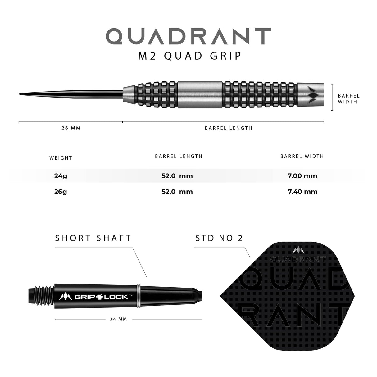*Mission Quadrant Darts - Steel Tip - M2 - Quad Grip