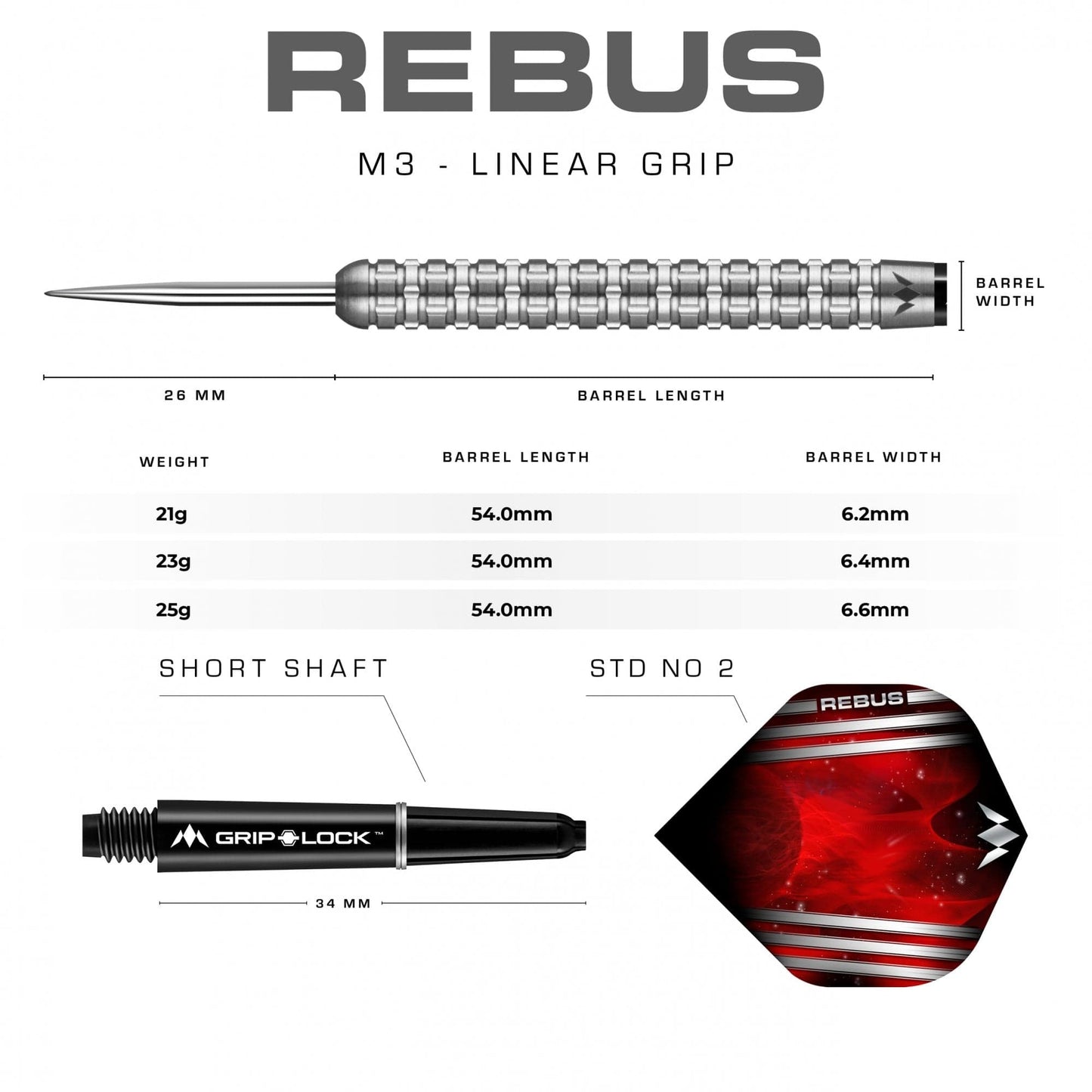Mission Rebus Darts - Steel Tip - M3 - Linear Grip