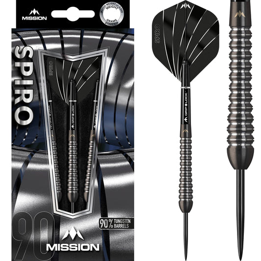 Mission Spiro Darts - Steel Tip - Graphite PVD - M2 - Black 20g