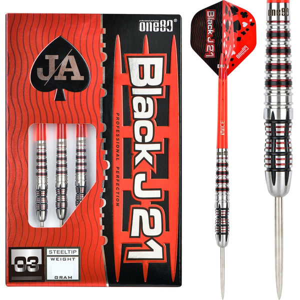 *One80 Black J21 Darts - Steel Tip - Model 03