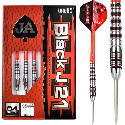 One80 Black J21 Darts - Steel Tip - Model 04 21g