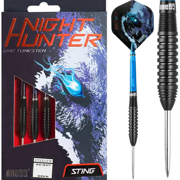 One80 Night Hunter Darts - Steel Tip - Black - Sting