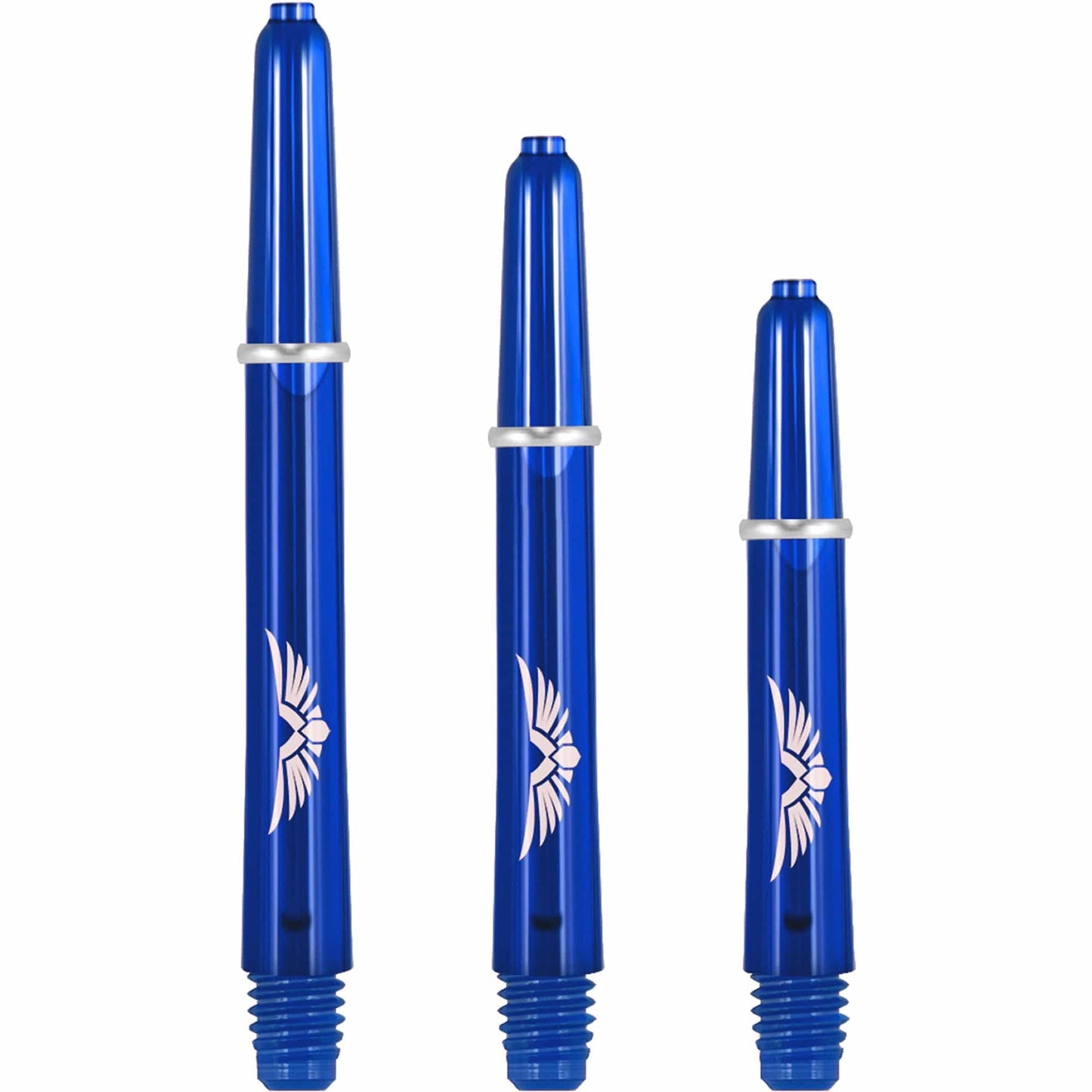 Shot Eagle Claw Dart Shafts - with Machined Rings - Strong Polycarbonate Stems - Blue