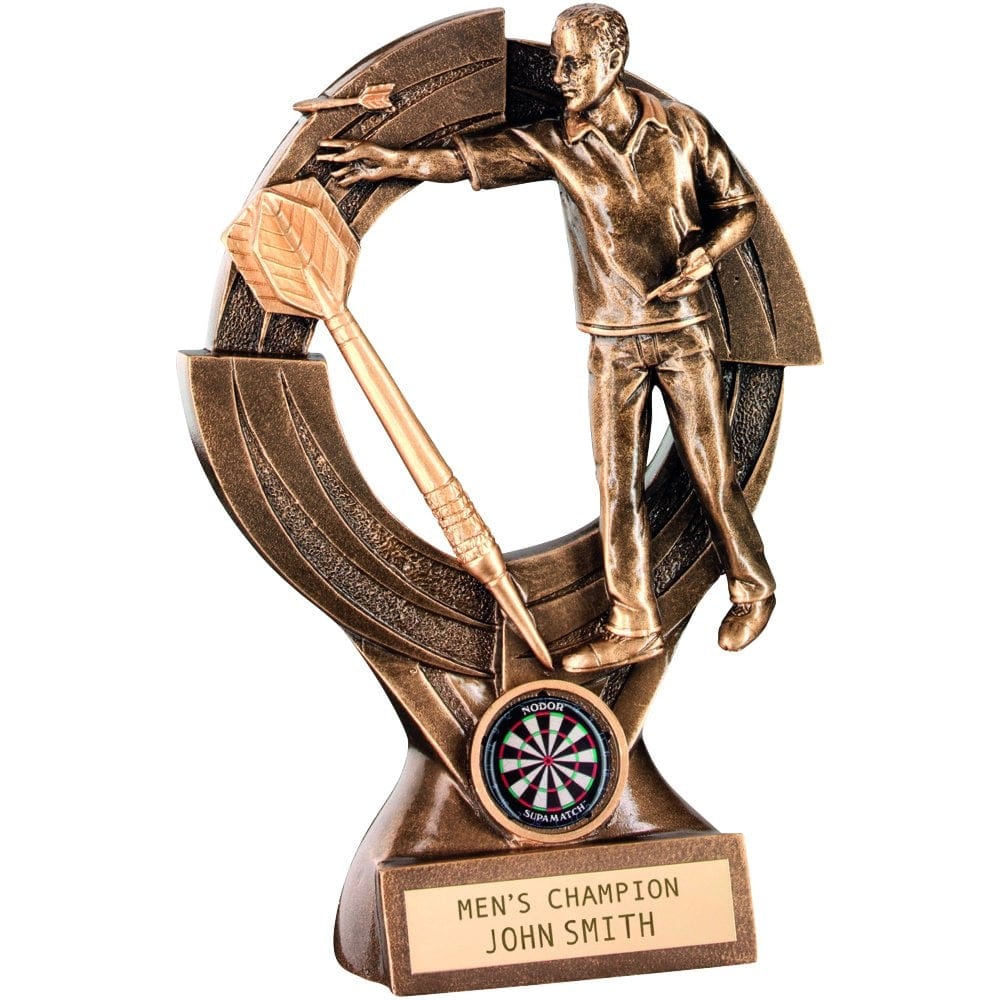 Mens Dart Player Figurine Throwing Dart - Resin Award - Large